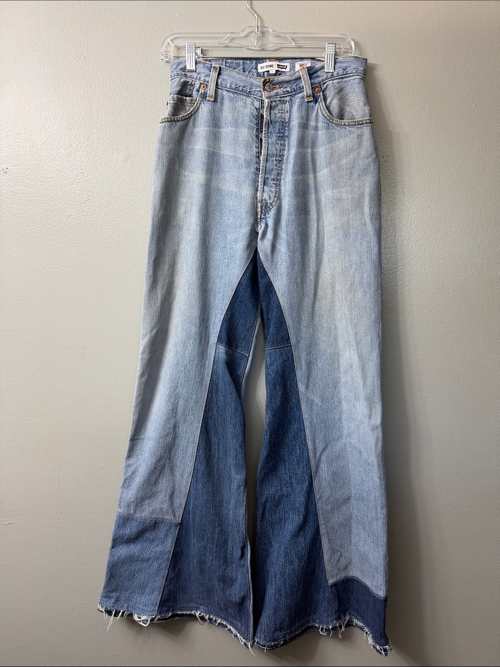 Re/Done x Levi's Patchwork Bell Bottom 60s 70s Hippie Flare Jeans 26